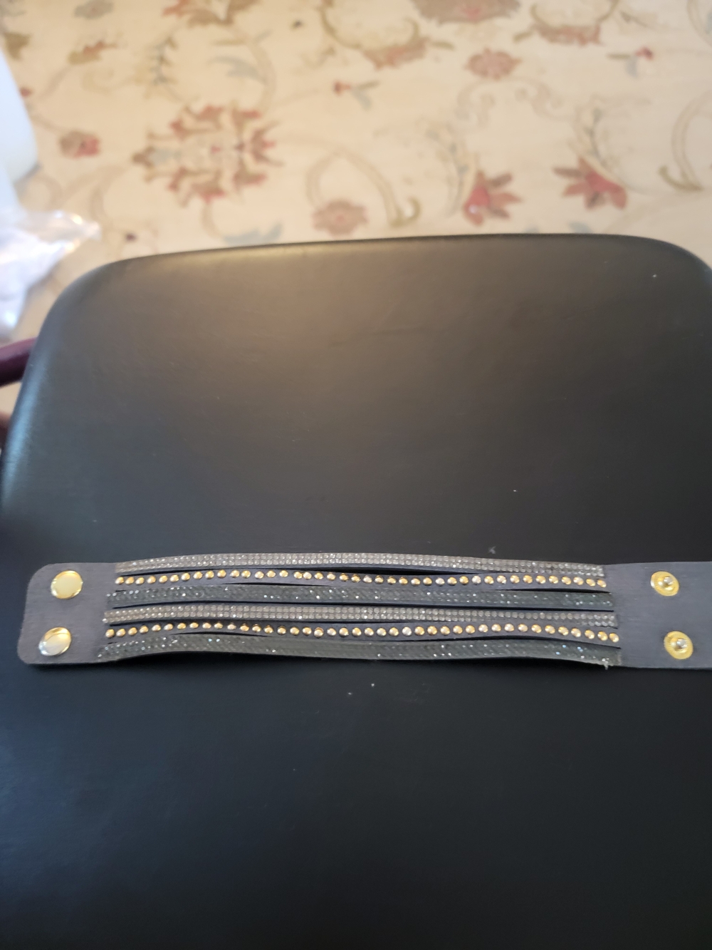 Gold-Studded Grey Leather Cuff Bracelet TORRID